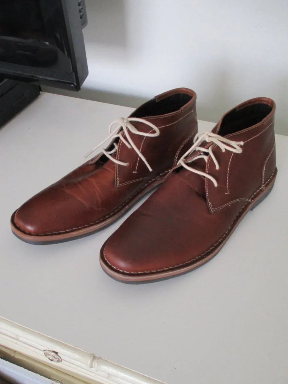 Steve Madden Mens Cognac Tan Leather Ankle Boot NWOB - Size 10.5M